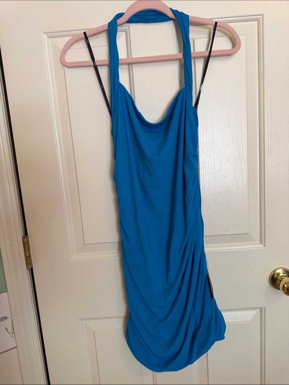 Lulu's Bright Aqua Blue Halter Dress